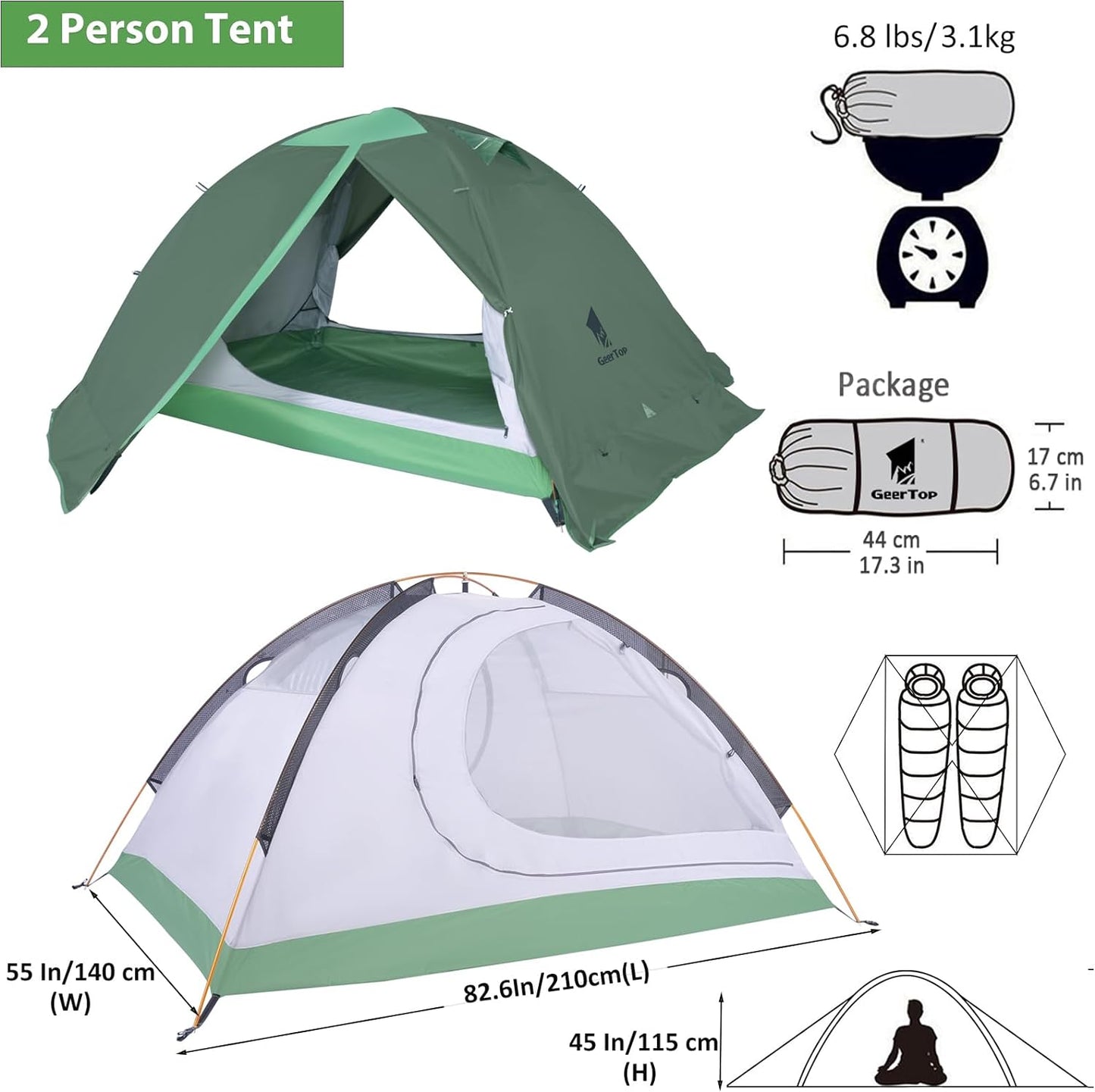 Ultralight 2 Person Backpacking Tent